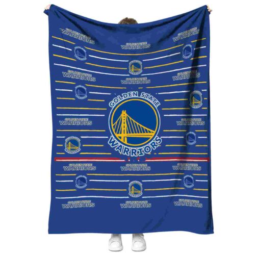 golden state warriors striped pattern blue blanket best selling