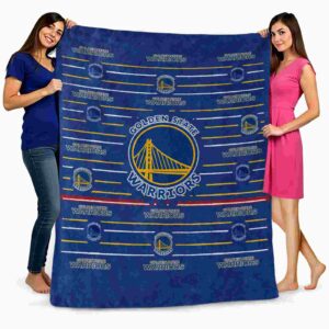 golden state warriors striped pattern blue blanket fashion forward