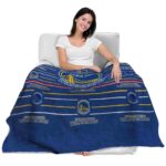 golden state warriors striped pattern blue blanket best selling