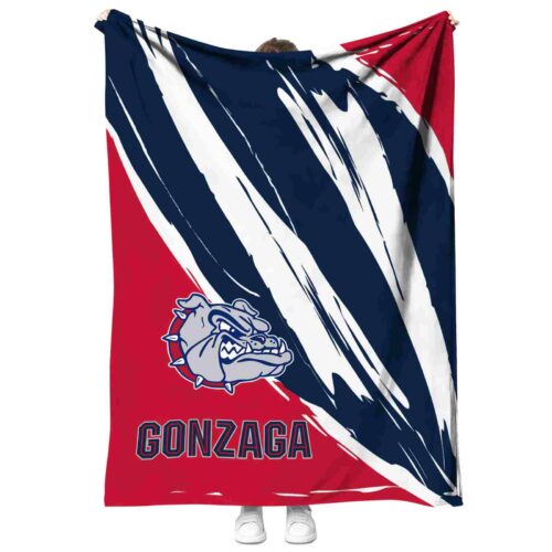 gonzaga bulldogs brushstrokes blue white blanket best selling