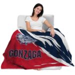 gonzaga bulldogs brushstrokes blue white blanket best selling