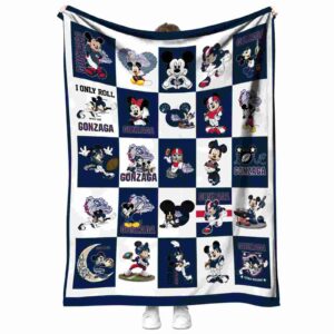 gonzaga bulldogs mickey minnie blue white blanket best selling
