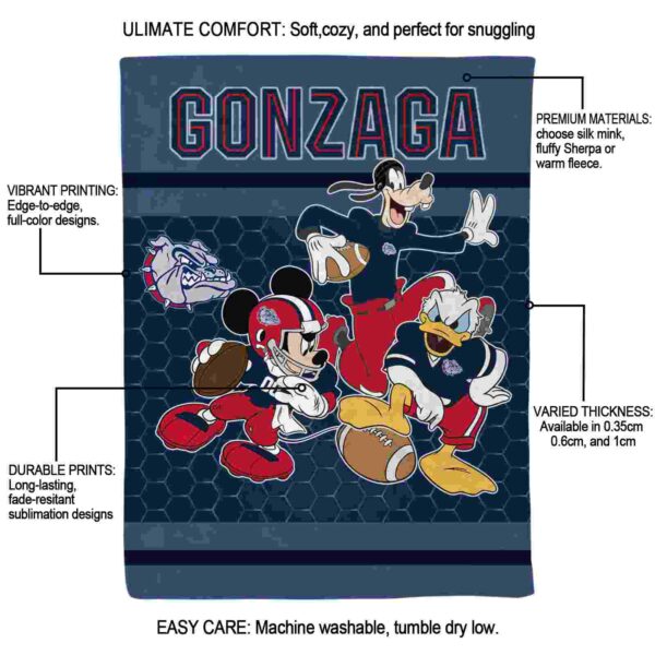gonzaga bulldogs three musketeers blue blanket new arrival