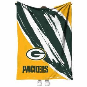 green bay packers brushstrokes green white blanket best selling