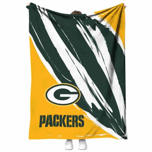 green bay packers brushstrokes green white blanket best selling