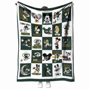 green bay packers mickey minnie green white blanket best selling