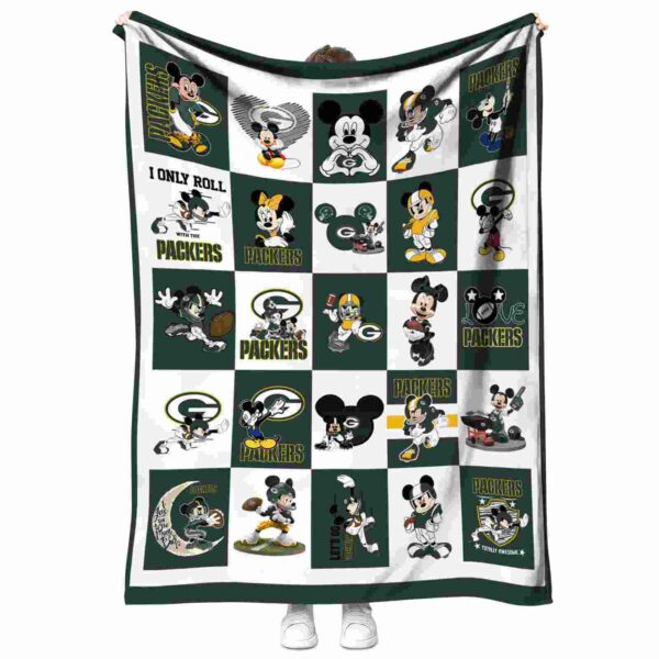 green bay packers mickey minnie green white blanket best selling