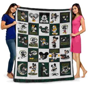 green bay packers mickey minnie green white blanket fashion forward