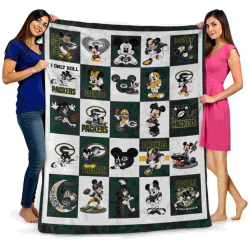 green bay packers mickey minnie green white blanket fashion forward