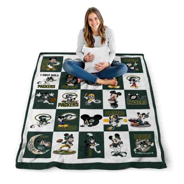 green bay packers mickey minnie green white blanket high quality