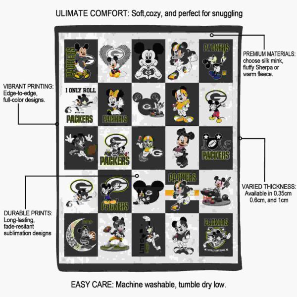 green bay packers mickey minnie green white blanket new arrival