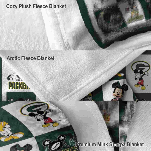 green bay packers mickey minnie green white blanket premium grade