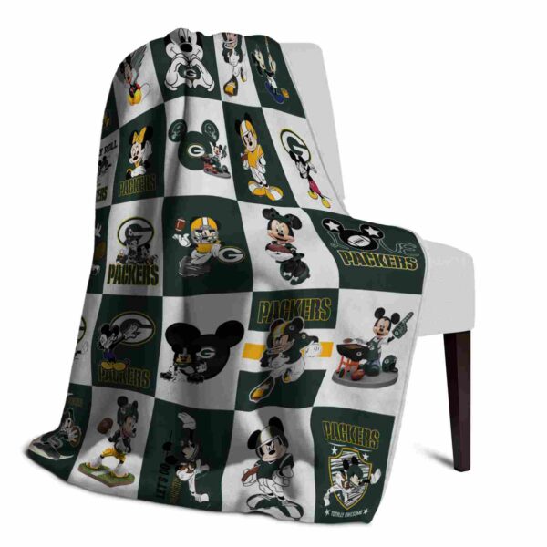 green bay packers mickey minnie green white blanket top rated