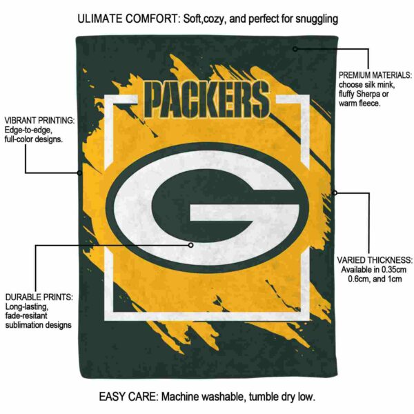 green bay packers splatter effect green blanket new arrival