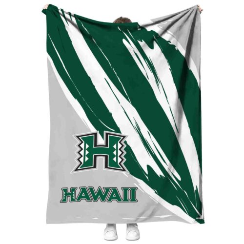 hawaii rainbow warriors brushstrokes green white blanket best selling