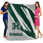 hawaii rainbow warriors brushstrokes green white blanket best selling