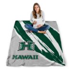 hawaii rainbow warriors brushstrokes green white blanket best selling