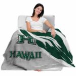 hawaii rainbow warriors brushstrokes green white blanket best selling