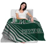 hawaii rainbow warriors diagonal stripes green blanket best selling
