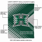 hawaii rainbow warriors diagonal stripes green blanket best selling