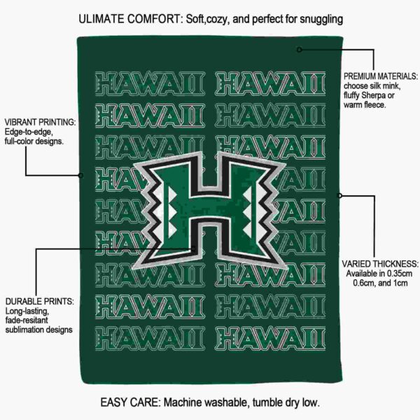 hawaii rainbow warriors fan pride green blanket new arrival