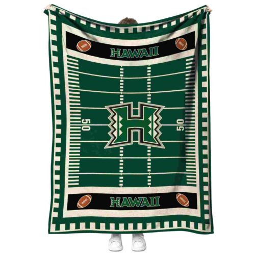 hawaii rainbow warriors football field green blanket best selling