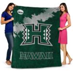 hawaii rainbow warriors grunge texture green blanket best selling