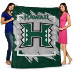 hawaii rainbow warriors splatter effect green blanket best selling