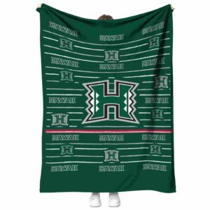 hawaii rainbow warriors striped pattern green blanket best selling