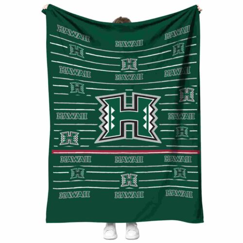 hawaii rainbow warriors striped pattern green blanket best selling