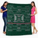 hawaii rainbow warriors striped pattern green blanket best selling
