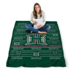 hawaii rainbow warriors striped pattern green blanket best selling
