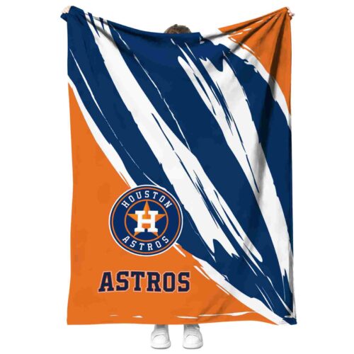 houston astros brushstrokes blue white blanket best selling