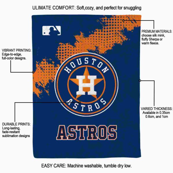 houston astros grunge texture blue blanket new arrival