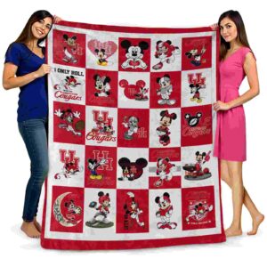 houston cougars mickey minnie red white blanket fashion forward