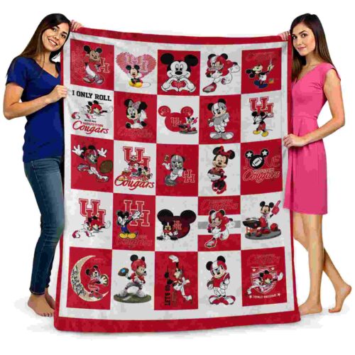 houston cougars mickey minnie red white blanket fashion forward