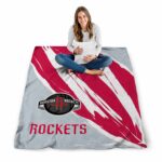 houston rockets brushstrokes red white blanket high quality
