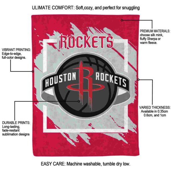 houston rockets splatter effect red blanket new arrival