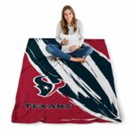 houston texans brushstrokes blue white blanket high quality