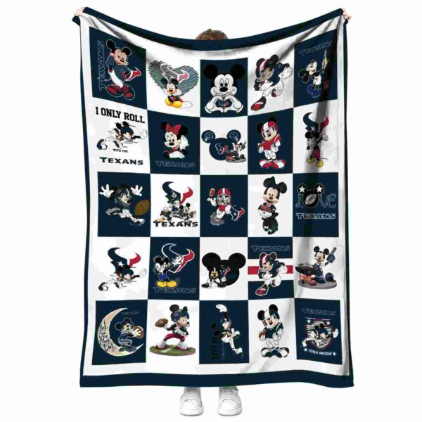 houston texans mickey minnie blue white blanket best selling