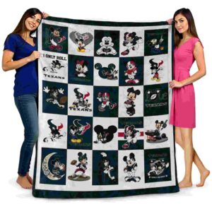 houston texans mickey minnie blue white blanket fashion forward