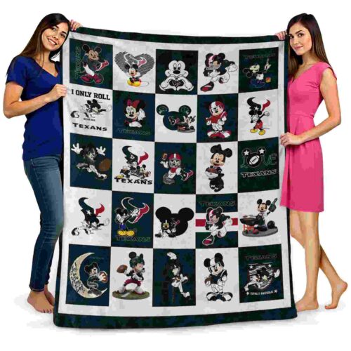 houston texans mickey minnie blue white blanket fashion forward