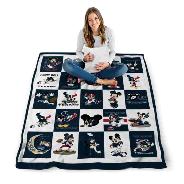 houston texans mickey minnie blue white blanket high quality