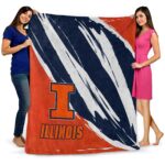 illinois fighting illini brushstrokes blue white blanket best selling