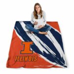 illinois fighting illini brushstrokes blue white blanket best selling