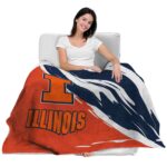 illinois fighting illini brushstrokes blue white blanket best selling
