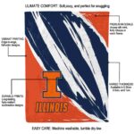 illinois fighting illini brushstrokes blue white blanket best selling