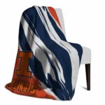 illinois fighting illini brushstrokes blue white blanket best selling