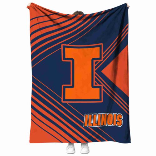 illinois fighting illini diagonal stripes blue blanket best selling