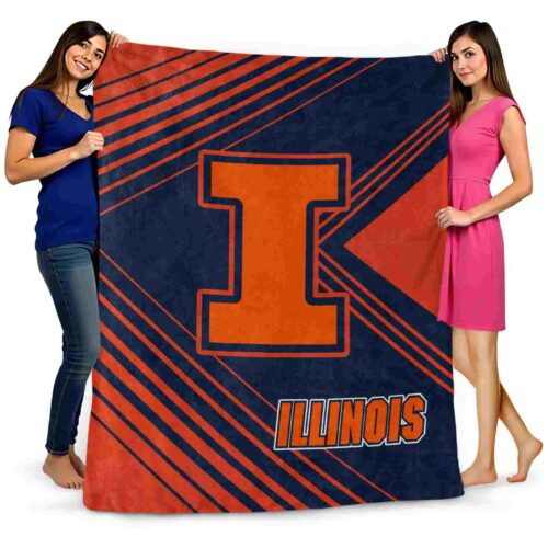 illinois fighting illini diagonal stripes blue blanket fashion forward